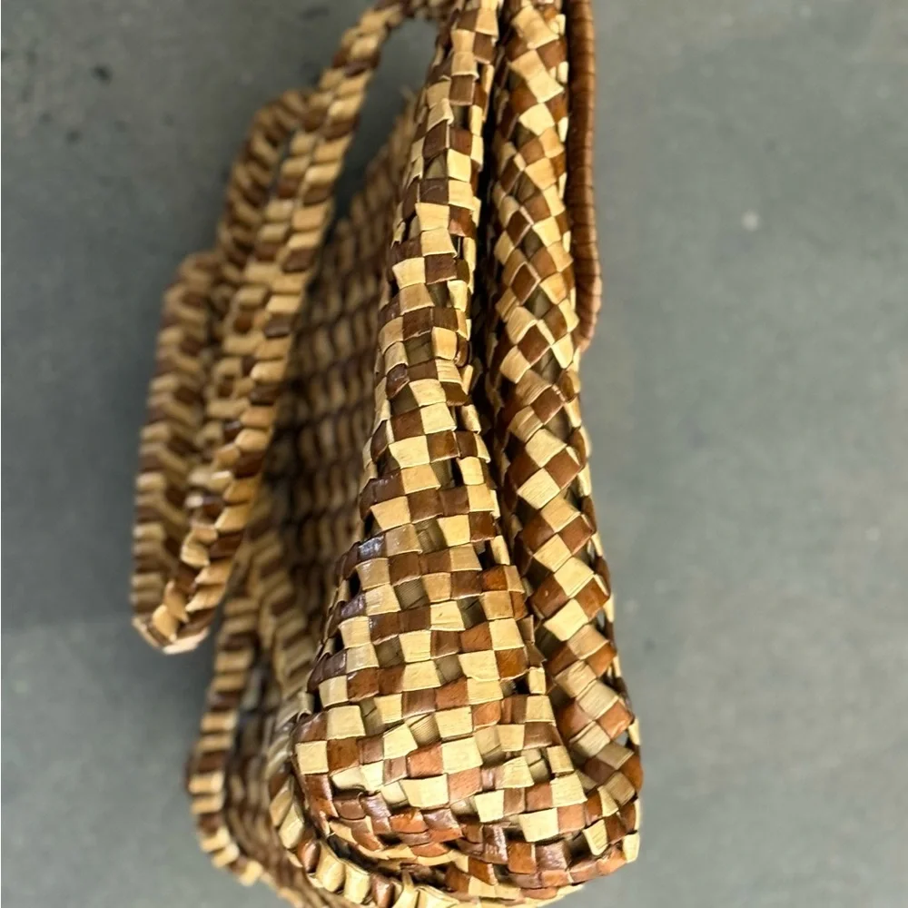 Woven Rattan Women’s Backpack Bag in Natural Brown